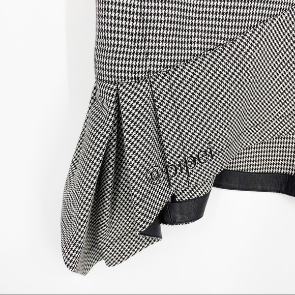Alexander Wang Houndstooth Ruffle Hem Mini Skirt Black White 4 Small NWT - Picture 10 of 13